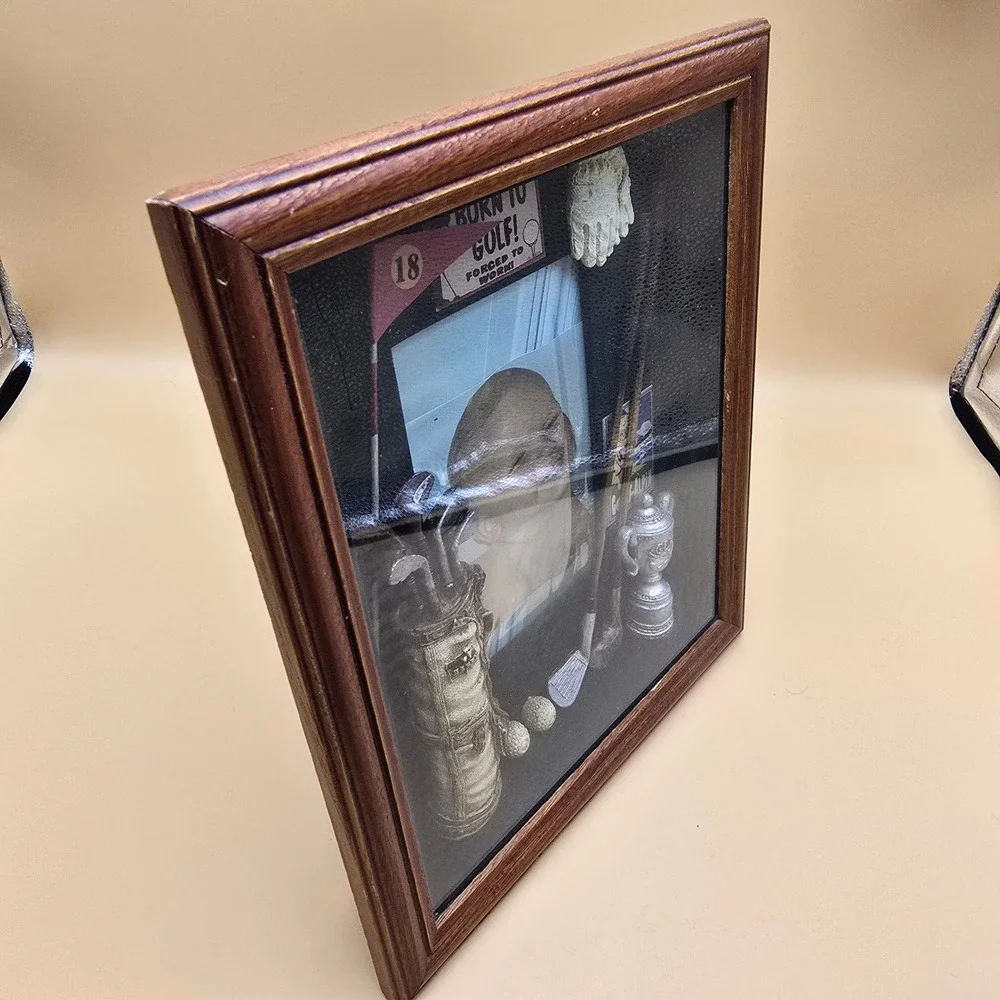 Vintage‎ Golf Theme 3D Wood Shadow Box Picture Frame Wall Hanging Tabletop